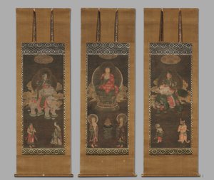 Triade de Shakyamuni : Bouddha assisté par Manjushri et Samantabhadra, fin des années 1300 - Unbekannt