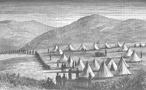 Camp de Sir Garnet Wolseley à Ulundi : les Zoulous viennent rendre leurs armes, vers 1880 - Unbekannt