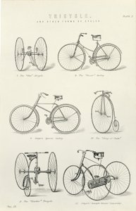 Six formes anciennes de bicyclettes et tricycles, 19ème siècle