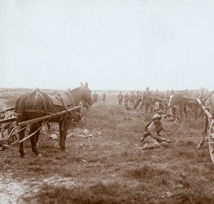 Soldats et artillerie hippomobile, vers 1914-1918 - Unbekannt