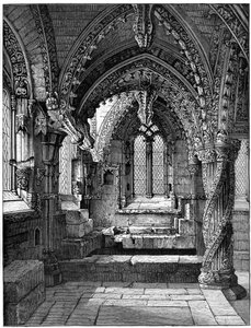 Coin sud-est de la Chapelle de la Dame, Chapelle de Rosslyn, Écosse, 1893