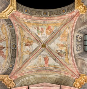 Transept sud, première travée est, Jacob envoie le fils de Joseph au pâturage, Complot des frères pour capturer Joseph, Ruben suggère de le jeter dans le puits, Joseph vendu aux marchands, Cathédrale Santa Maria Assunta, Duomo, Crémone, Lombardie, Italie - Unbekannt