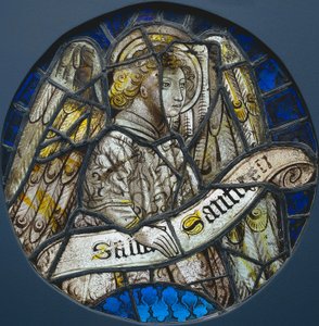 Vitrail rond avec un ange tenant un parchemin, vers 1425-1450 - Unbekannt