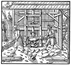 Timbre pour casser les gâteaux de coupellation de cuivre pour un affinage ultérieur, 1556 - Unbekannt