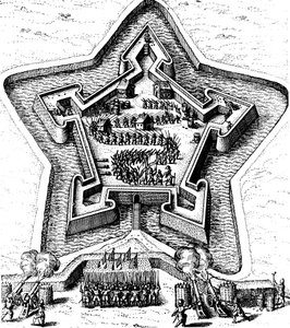 Fort étoilé défendu par un fossé sous siège, 1617-1619 - Unbekannt