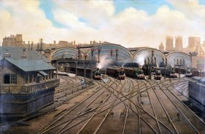 Locomotives à vapeur à la gare de York, Yorkshire, vers 1910 - Unbekannt