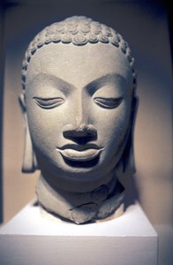 Tête en pierre de Bouddha, Gupta, Inde, 5e siècle - Unbekannt