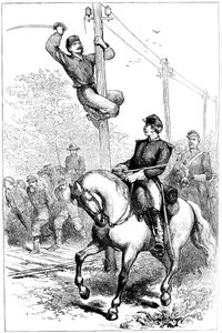 Cavalerie des Stuart coupant des fils télégraphiques, Guerre civile américaine, vers 1861-1864 - Unbekannt