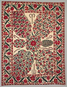 Suzani avec motifs floraux, 1800-1850