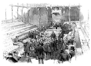 Prestation de serment des membres à la Chambre des communes, Westminster, Londres, vers 1905 - Unbekannt
