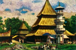 Temple à Kota Baru, est de Sumatra, vers 1928