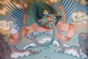 Temple des Mille Bouddhas Congrégation Dashang Kagyu Ling Peinture Garuda, La Boulaye, France