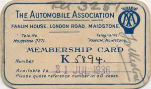 Association Automobile : Carte de membre, 1936 - Unbekannt