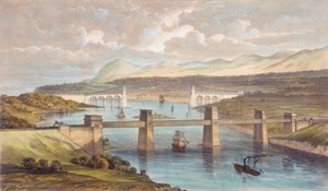 Le pont tubulaire Britannia, détroit de Menai, Pays de Galles, c1850 - Unbekannt