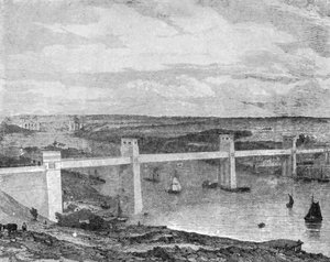 Le pont tubulaire Britannia sur le détroit de Menai, 1850 - Unbekannt