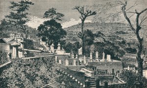 La colline du cimetière à Nagasaki, Japon, avant l