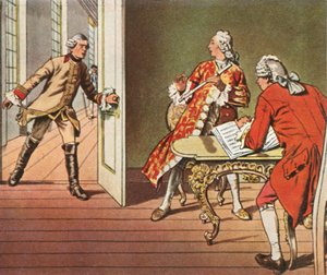 Le prince héritier et son professeur de musique sont interrompus pendant une leçon de flûte, 1729, 1936 - Unbekannt