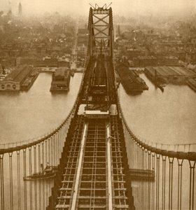 Pont suspendu sur la rivière Delaware, vers 1930 - Unbekannt