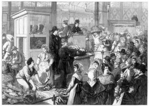 Le marché aux poissons, la saison du Carême à Paris, 1875