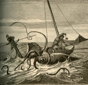Les pêcheurs combattent le calmar géant, 1881 - Unbekannt