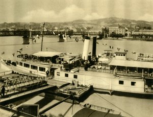 Le vapeur Franz Schubert sur le Danube, Linz, Haute-Autriche, vers 1935 - Unbekannt