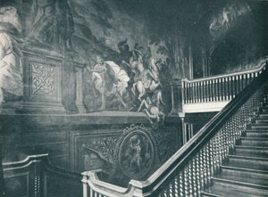 Le grand escalier, montrant les peintures murales de Thornhill, Stoke Edith, vers 1909 - Unbekannt