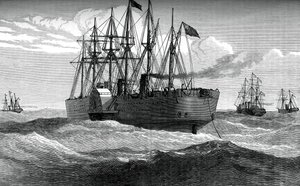 Le Great Eastern déroulant le câble télégraphique atlantique, vers 1865, vers 1880 - Unbekannt