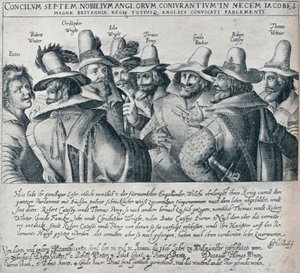 Les conspirateurs de la Conspiration des Poudres et leur serviteur Bates, 1605, 1901
