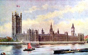 Les Chambres du Parlement depuis Lambeth Palace, Westminster, Londres, vers 1905 - Unbekannt