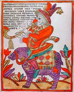 Le bouffon Farnos le Nez Rouge, impression Lubok, 18ème siècle - Unbekannt