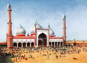 La mosquée Jama Masjid, Delhi, Inde, début du 20e siècle