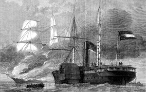 Le Nashville détruisant un marchand fédéral, Guerre civile américaine, 1861-1862, vers 1880 - Unbekannt