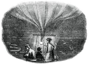 Le ballon Nassau passant au-dessus de Liège la nuit, 1836 - Unbekannt