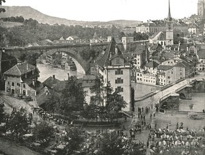 Le pont de Nydegg et le marché aux bestiaux, Berne, Suisse