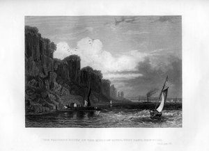 Les rochers de Palisade sur la rivière Hudson, rive ouest, New York, 1855 - Unbekannt