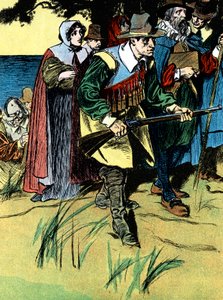 Les Pères pèlerins après leur arrivée en Amérique, 1620 c1900 - Unbekannt