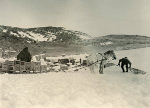 Le Pont Quan sur le point de tirer un traîneau chargé de provisions, vers 1908, 1909 - Unbekannt
