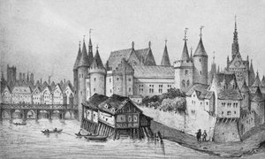 Le Pont aux Meuniers et une partie du Palais du Roi de la Cité en 1556 - Unbekannt