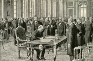 Le Premier Ministre de Grande-Bretagne signant le traité de paix, 1919 - Unbekannt