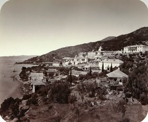 Le monastère Rossikon St Panteleimon sur le mont Athos, Grèce, années 1860 - Unbekannt