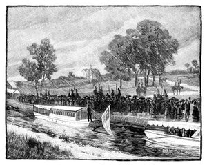 La visite royale à Worsley Hall, la barge d