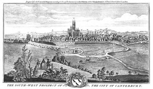 La perspective sud-ouest de la ville de Canterbury, vers 1776