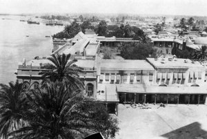Le fleuve Tigre, depuis le 31e hôpital général britannique, Bagdad, Mésopotamie, Première Guerre mondiale, 1918