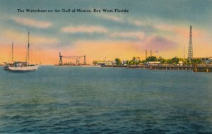 Le front de mer sur le golfe du Mexique, Key West, Floride, vers 1940