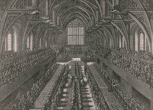 Le banquet dans la Grande Salle du Palais de Westminster...couronnement de Jacques II en 1685, 1902 - Unbekannt