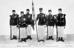Le drapeau du 1er Régiment de la Légion étrangère française, 1914