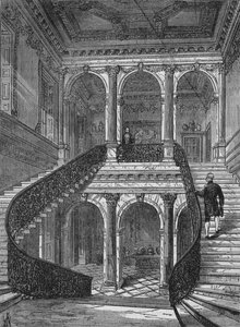 Le grand escalier, Chesterfield House, Mayfair, Westminster, Londres, vers 1875-1878
