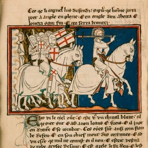Le grand roi sur un cheval blanc. Miniature de : Apocalypse de saint Jean, vers 1320 - Unbekannt