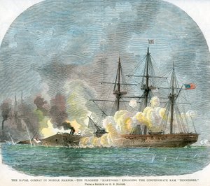 Le combat naval dans le port de Mobile, Alabama, guerre civile américaine, 5 août 1864 - Unbekannt