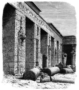 Les ruines du Palais de Ramsès III, Medinet Habu, Haute-Égypte, vers 1890